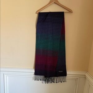 VINTAGE Made in Scotland 100% Cashmere Scarf Purple Black Herringbone